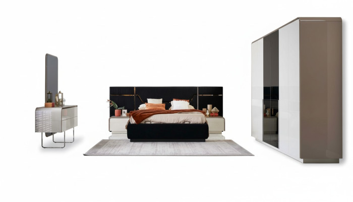 Garnitur Bettrahmen Schlafzimmer Doppelbett Holz Set 6tlg Blau Design