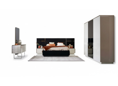 Garnitur Bettrahmen Schlafzimmer Doppelbett Holz Set 6tlg Blau Design