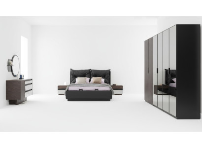 Garnitur Schlafzimmer Doppelbett Bett Nachttische Set 6tlg Schwarz