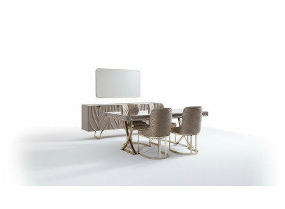 Essgruppe Essecke Esszimmer Esstisch Holz Braun Set 9tlg Sideboard
