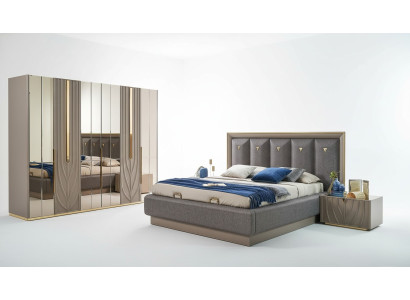 Komplette Schlafzimmermöbel Doppelbett Bett Braun Set 4tlg Nachttische