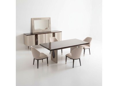 Luxus Esszimmer Essgruppe Essecke Esstisch Stühle Beige Set 9tlg Holz