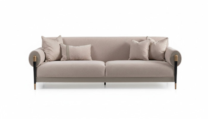 Stoffsofa Dreisitzer Sofa 3 Sitzer Polstersofa Modern Design Beige Neu