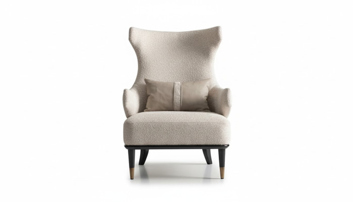 Luxuriöse Modern Ohrensessel Sessel Einsitzer Luxus Beige Stoff Modern Wohnzimmer