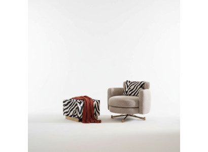 Sessel mit Hocker Ohrensessel Fernsehsessel Polstersessel Grau Zerba