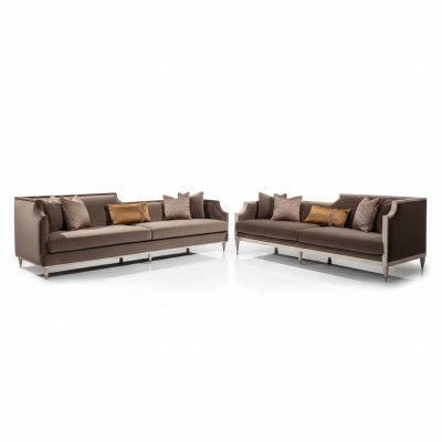 Viersitzer Sofagarnitur 4 Sitz Sofa Stoffsofa Polstersofa Braun Set