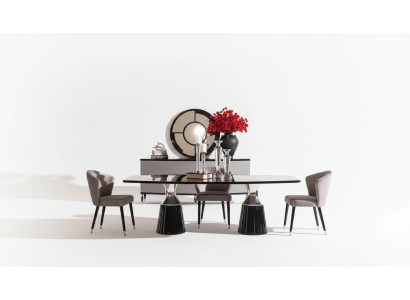 Luxus Essgruppe Essecke Esstisch Stühle Schwarz 9tlg Esszimmer Holz
