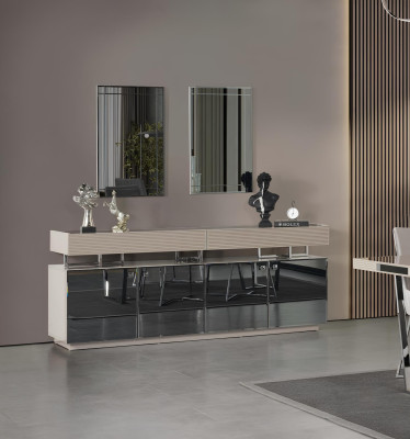 Sideboard mit Spiegel Anrichte Garnitur Schrank Modern Kommode Grau