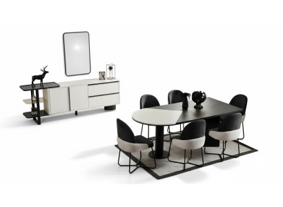 Essgruppe Esszimmer Gruppe Essecke Esstisch Stühle 9tlg Holz Weiß