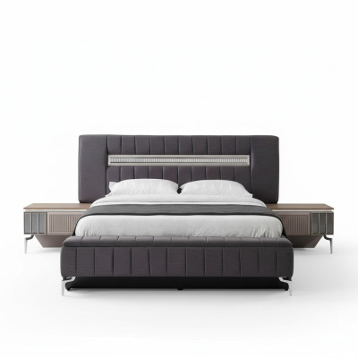 Doppelbett Garnitur Nachttische Schlafzimmer Bett 3tlg Grau Bettrahmen