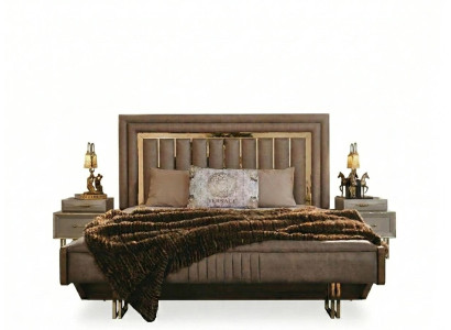 Komplette Schlafzimmermöbel Doppelbett Bett Nachttische Beige 3tlg