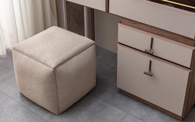 Hocker Sitzhocker Polsterhocker Stoffhocker Beige Schminkhocker Modern