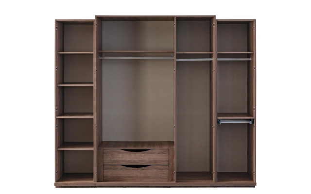 Kleiderschrank Garderobenschrank Design Holzschrank mit Spiegel Grau