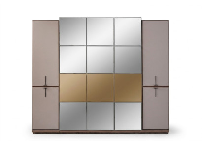 Kleiderschrank Garderobenschrank Design Holzschrank mit Spiegel Grau