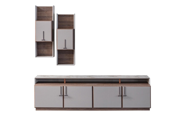 TV Ständer Wandschränke Sideboard RTV Lowboard Grau Wohnzimmer Holz