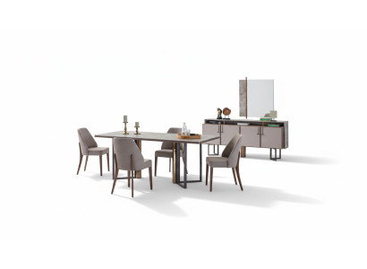 Essgruppe Essecke Esstisch Stühle Holz Grau Esszimmer 9tlg Anrichte