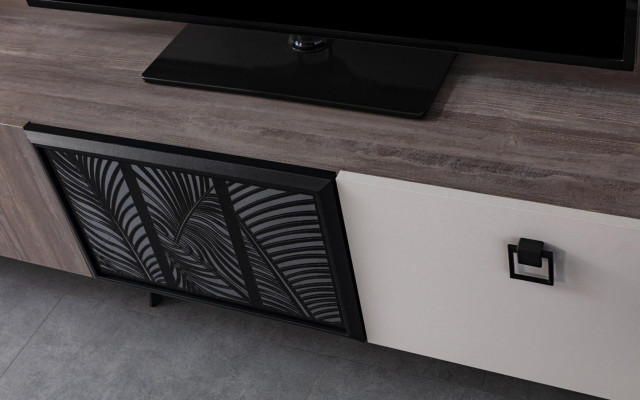 Gruppe Wohnzimmer TV Ständer Wandschränke Lowboard Grau Sofatisch 3tlg