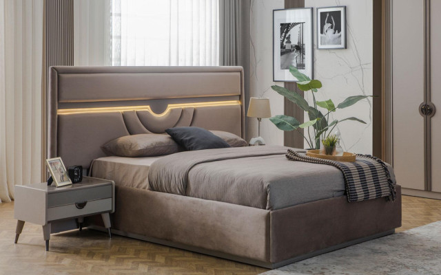 Doppelbett Komplette Schlafzimmermöbel Bett Nachttische Beige 4tlg