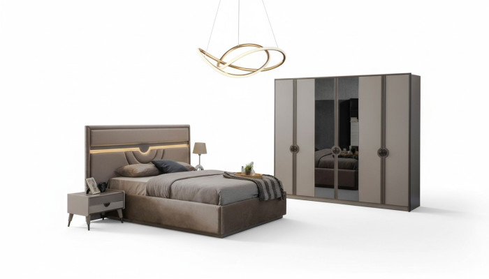 Doppelbett Komplette Schlafzimmermöbel Bett Nachttische Beige 4tlg