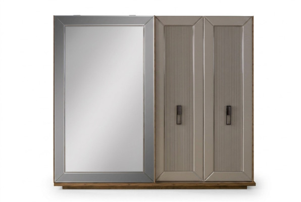 Garderobenschrank Schrank Spiegel Holzschrank Beige
