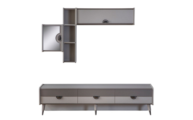 Beiges Wohnzimmer Sideboard Robuster TV-Ständer Lowboard Luxus Regale