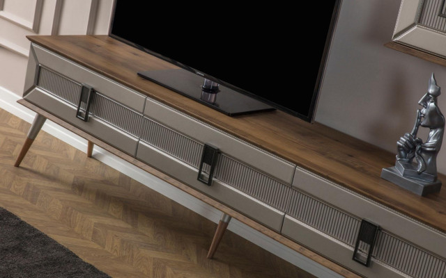 Moderne Braune Wohnzimmer Möbel Robustes Sideboard Designer Regal 2tlg