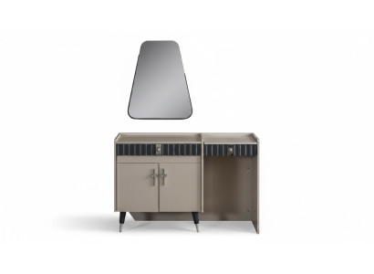 Beiger Schminktisch Holz Kosmetiktisch Designer Konsole Spiegel 2tlg