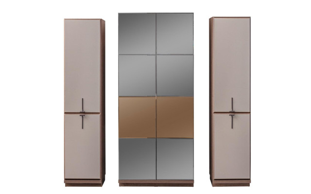 Beiger Schlafzimmerschrank Designer Holz Kleiderschrank Glasschrank Neu
