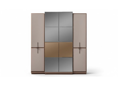 Beiger Schlafzimmerschrank Designer Holz Kleiderschrank Glasschrank Neu