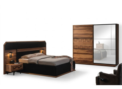 Exquisite Schlafzimmer Garnitur Edles Doppelbett 2x Holz Nachttische
