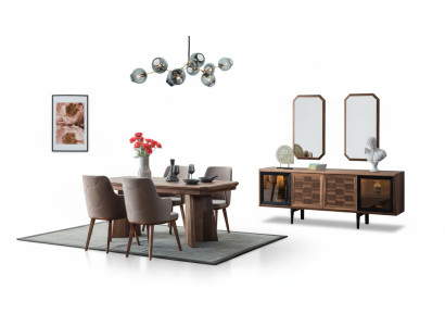 Stilvolle Essgruppe Exklusiver Holztisch Designer Sideboard Stühle 10tlg