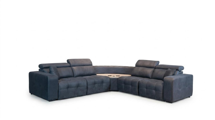 Ecksofa L form Ledersofa Großes Sofa Grau Couch Wohnzimmer Design
