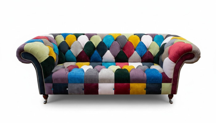 Chesterfield Sofa Polster Design Mehrfarbig Sitz Textil Couch Wohnzimmer