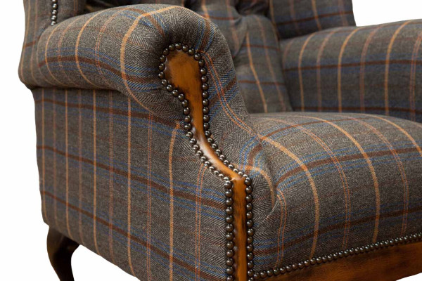 Chesterfield Sessel Couch Polster 1 Sitzer Textil Ohrensessel Polster