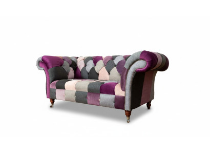 Chesterfield Stoffsofa Couch Polster Design 2 Sitzer Textil Sofas Grau