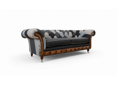 Design Polster Sofa 3 Sitzer Couch Luxus Klassische Textil Chesterfield