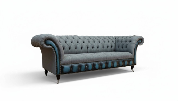 Chesterfield Sofa Polster Designer Couchen Sofas Garnitur Dreisitzer Grau