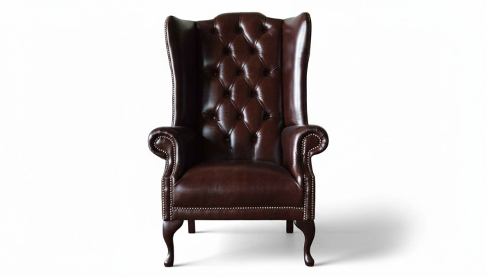 Sessel 1 Sitzer Braun Wohnzimmer Leder Design Chesterfield Ohrensessel