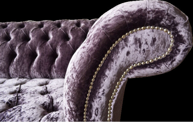 Chesterfield Couch Textil Samt Stoff Sofa Möbel Design 3 Sitzer Lila