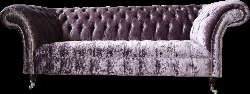 Chesterfield Couch Textil Samt Stoff Sofa Möbel Design 3 Sitzer Lila