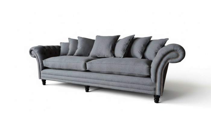 Chesterfield Couch Polster Sofas Klassische Sofa 4 Sitzer Couchen Grau
