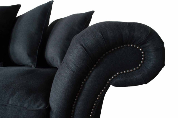 Sofa Textil Stoff 3 Sitzer Couch Designer Sitz Polster Schwarz xxl big