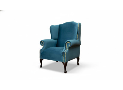 Ohrensessel Einsitzer Chesterfield Couch Blau Sofa Polster Möbel Neu