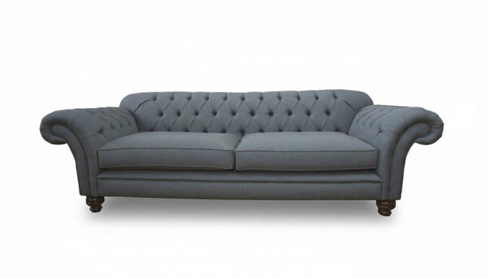 Sofa Luxus Textil Chesterfield Couch Sofas Polster 3 Sitzer Grau Design