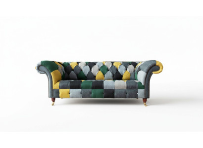 Klassische Design Chesterfield Stoff Sofa 3 Sitzer Sitz Couchen Sofas Polster