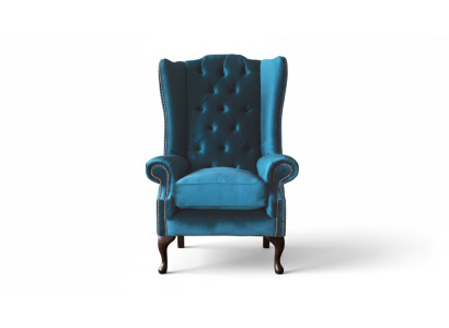 Grauer Ohrensessel Sessel Design Polster Chesterfield Textil Wohnzimmer