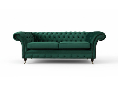 Chesterfield 3 Sitzer Polster Couch Sofa Textil Modern Stil Stoff Neu