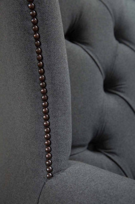 Grau Ohrensessel Sessel Design Polster Sofa Couch Chesterfield Textil Neu