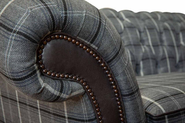 Sofa 3 Sitz Sofas Textil Couchen Design Möbel Dreisitzer Grau Chesterfield
