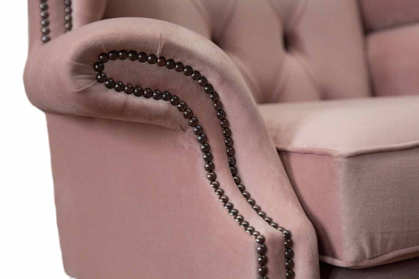 Ohrensessel Sessel Samt Design Polster Sofa Chesterfield Textil Möbel